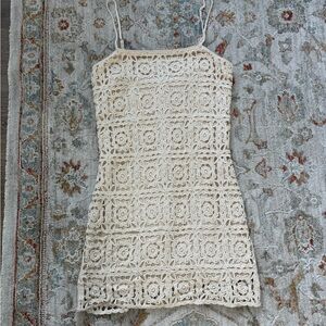 Koko + Mason Cream Crochet Mini Dress